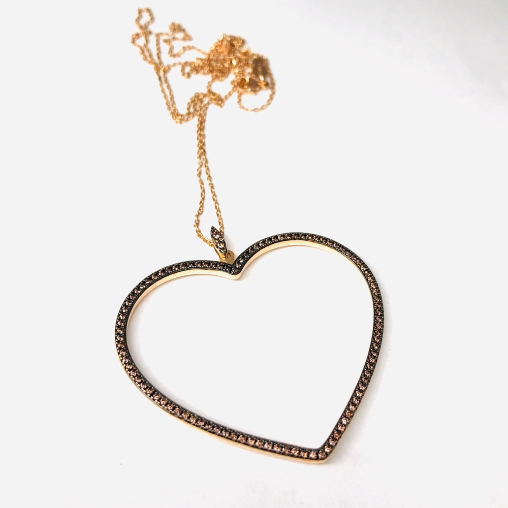 Rose gold sterling silver crystal heart 💖 pendant necklace, NWOT - Picture 11 of 15